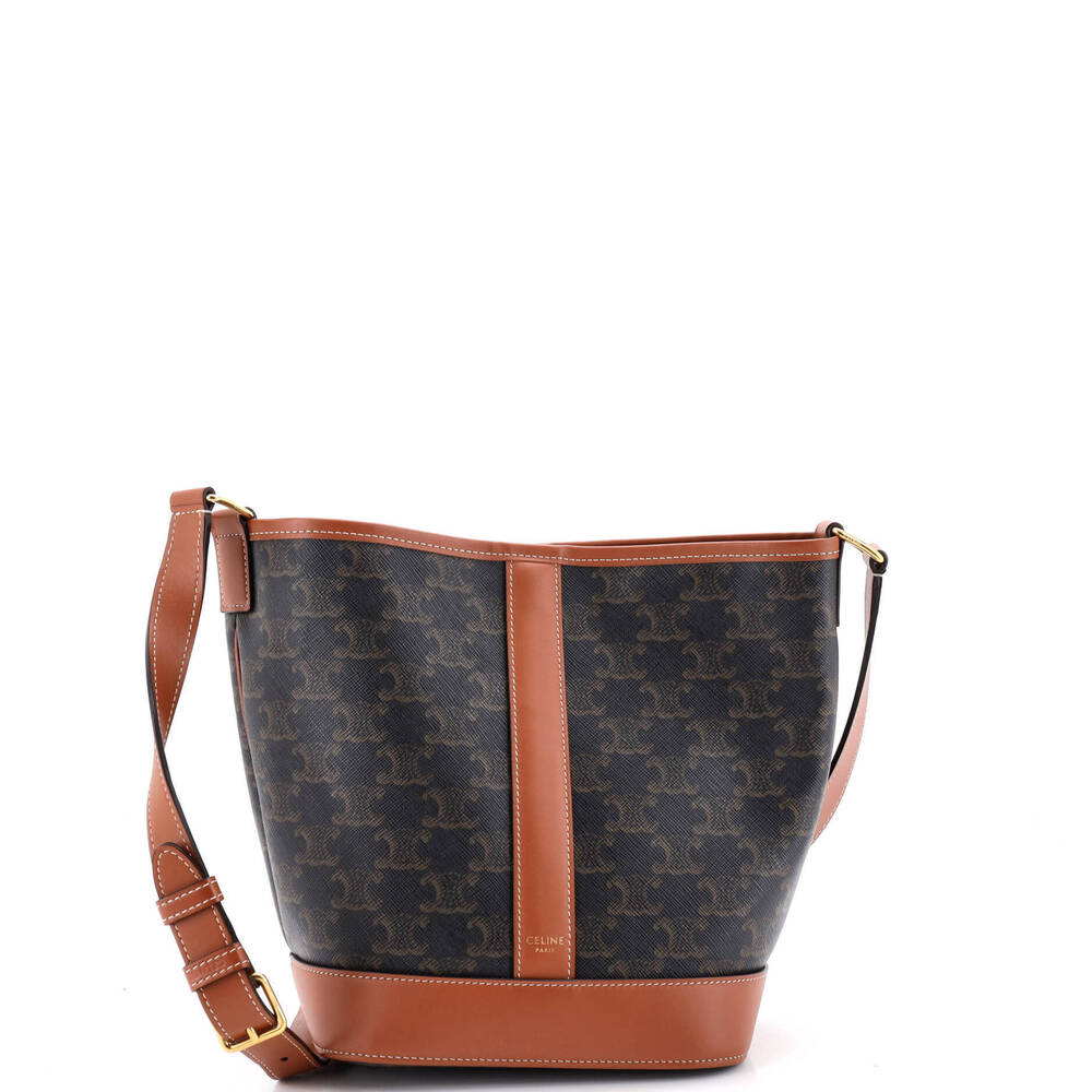 Celine Small Bucket Bag Triomphe Coated Canvas